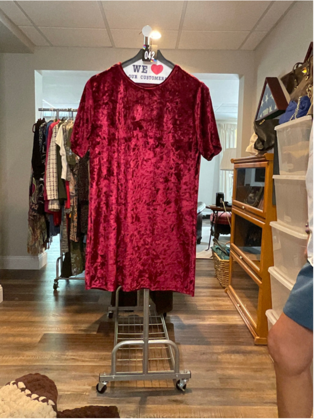 Women's Vivimos Red Velvet T-Shirt Dress 2XL